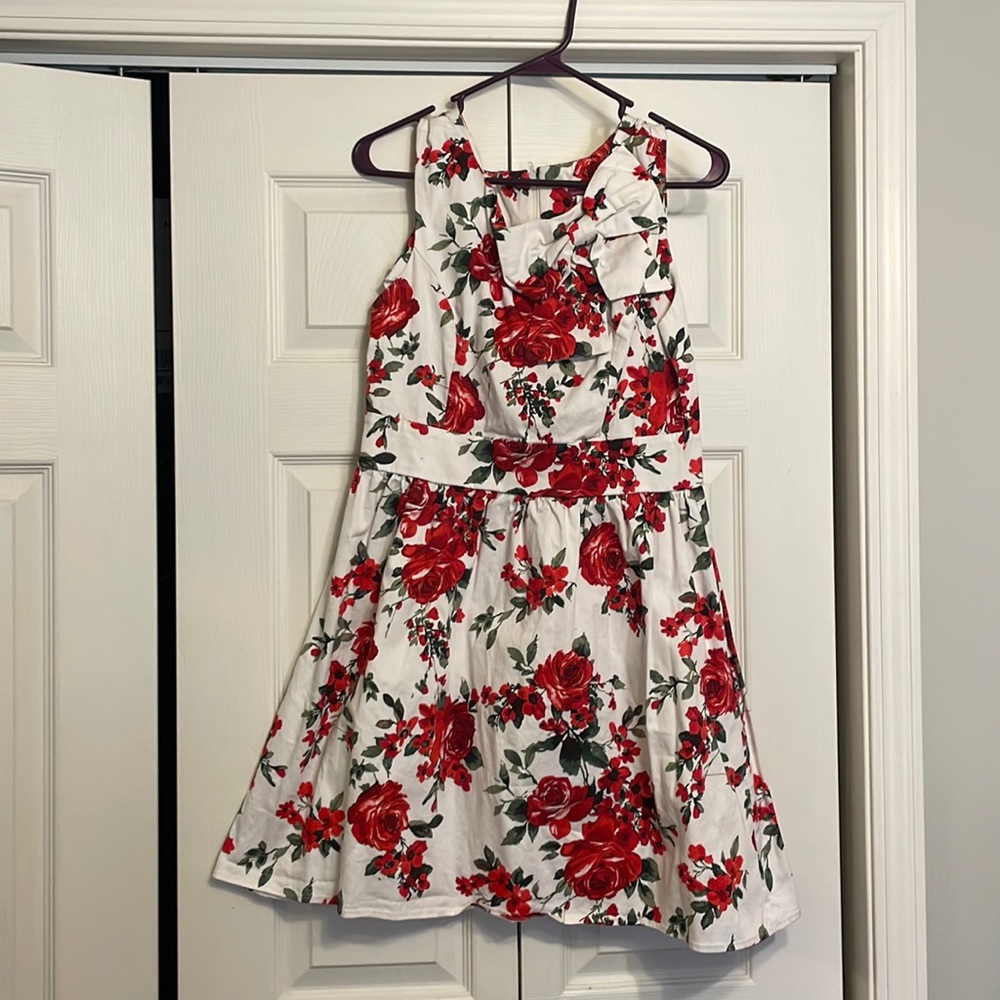 IXIA red rose dress with bow detail on neckline